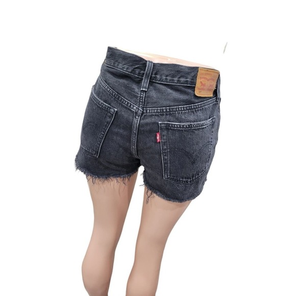 Levi's 501 Women's Cut Off Distressed Button Fly Black Denim Shorts Size 29 - Picture 9 of 14